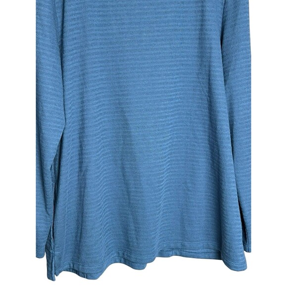 Chicos Sz 3 X-Large Blue Soft Stretch Knit V Neck Pullover Tunic Top Button - Picture 9 of 12